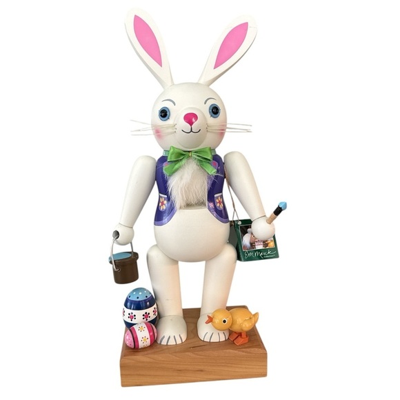 Em Merck Easter Bunny German Wood Multi Color Nutcracker Hangtag Vintage 1990 - Picture 10 of 10